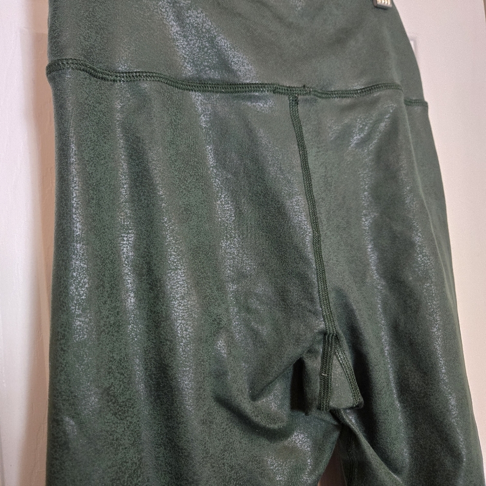 Aerie Offline Dark Green Faux Leather Ankle Small Leggings - Picture 3 of 7